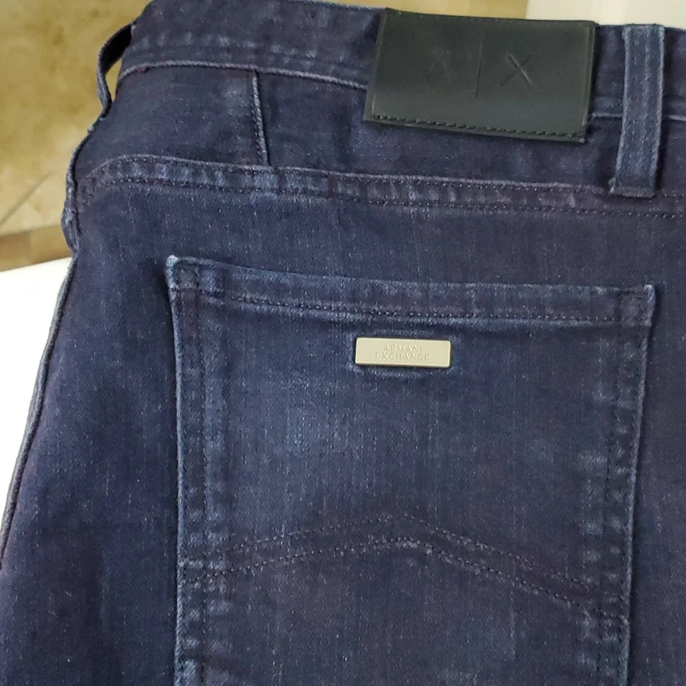 EUC ARMANI EXCHANGE WOMEN'S BLUE INDIGO DENIM LOGO SKINNY JEANS 33